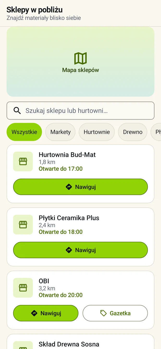 Sklepy budowlane w pobliżu